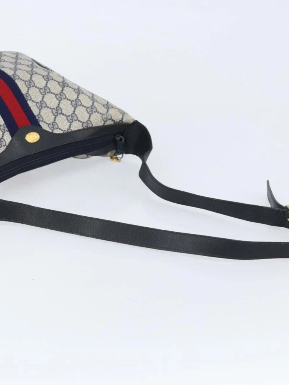 GUCCI GG Supreme Sherry Line Shoulder Bag PVC Navy Gold Auth LNZ160 - Picture 8 of 16